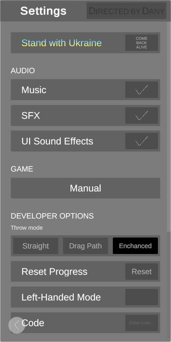 ChillZone settings screen
