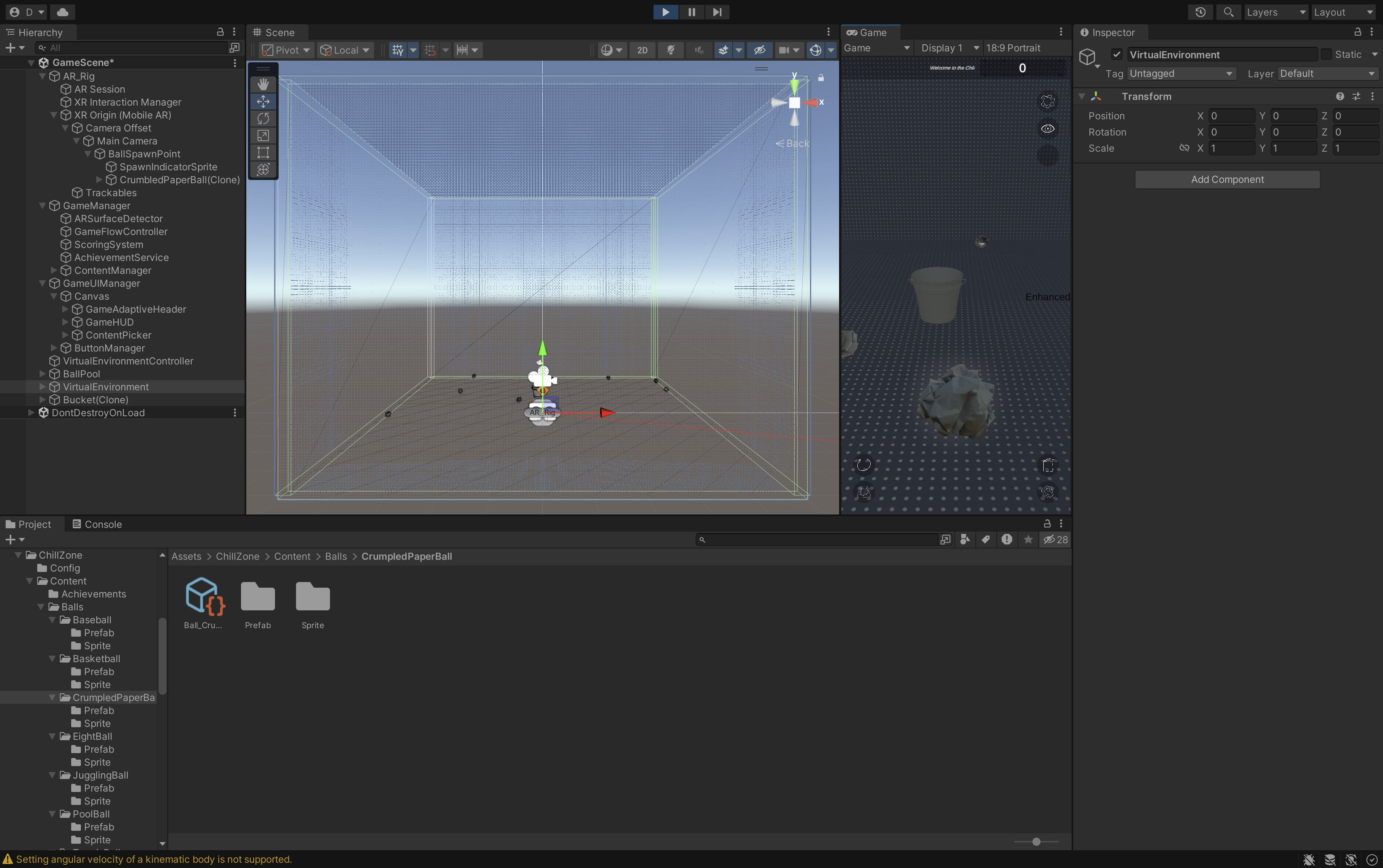ChillZone open in the Unity editor