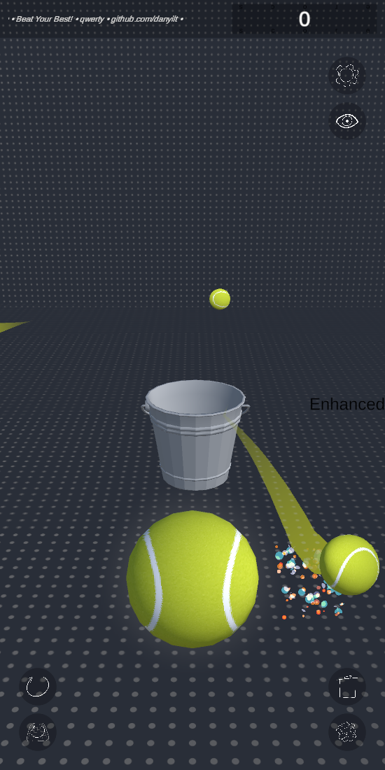 ChillZone gameplay — a tennis ball thrown into the bin in AR